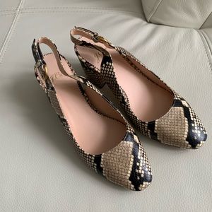 J Crew Python Print Block Heel Slingback Pump Size 7 NIB NWT